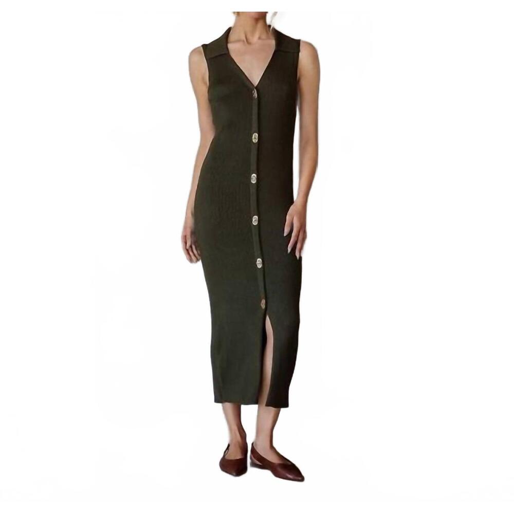 NEW SKIES ARE BLUE verdant muse sweater midi dress in dark olive - Picture 5 of 6